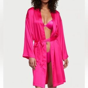 Victoria's Secret Hot Pink Satin Robe